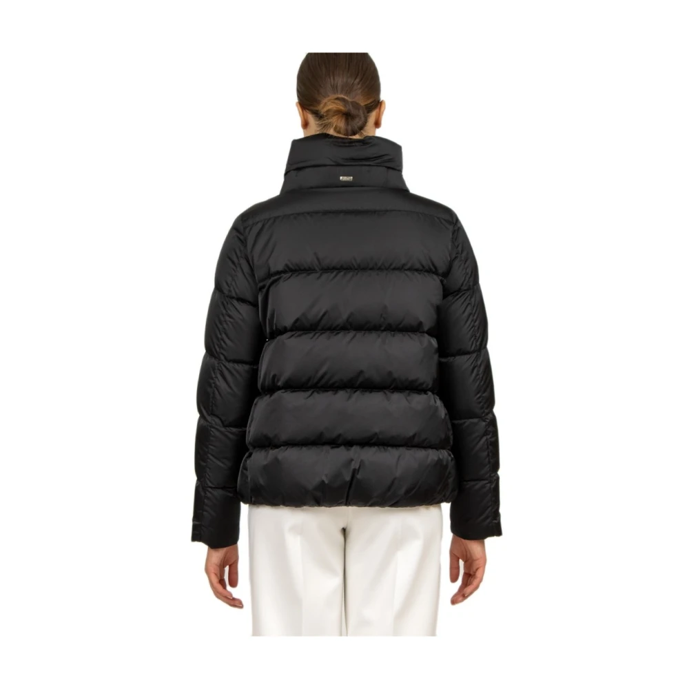 Herno Kort satijnen puffer jack Black Dames