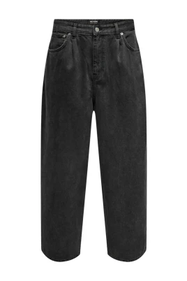Zip and Button Cotton Jeans