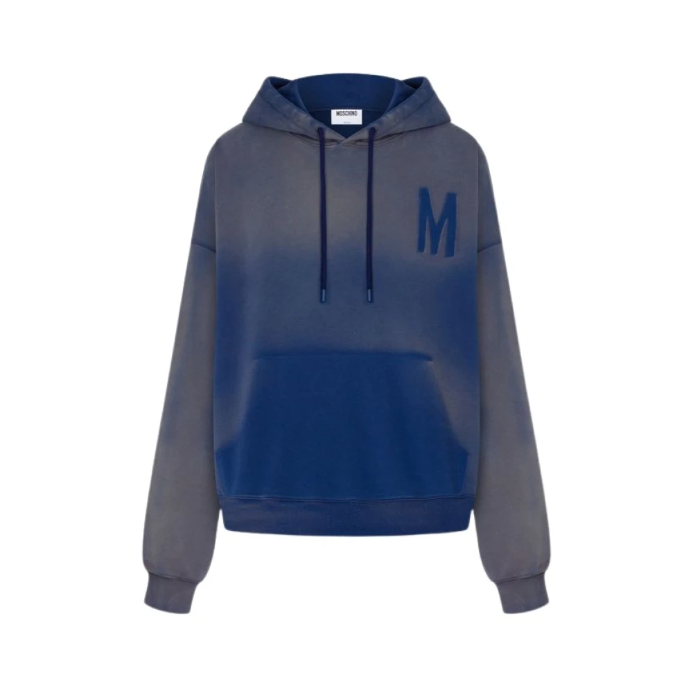 Moschino Blue Printed Cotton Sweatshirt - Male - Hoodies - 2XL - Sweatshirts & Hoodies