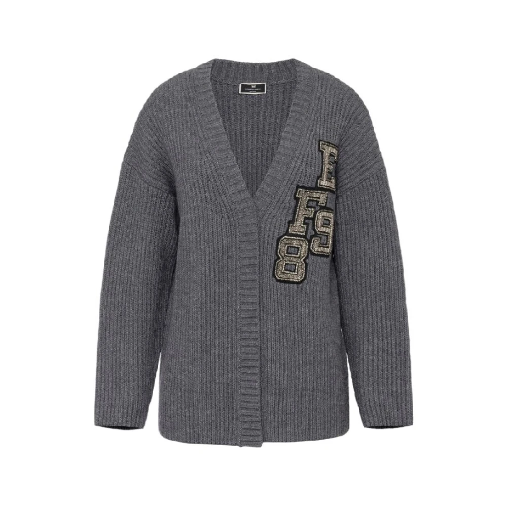 Elisabetta Franchi Wollen Vest met Logopatch Gray Dames