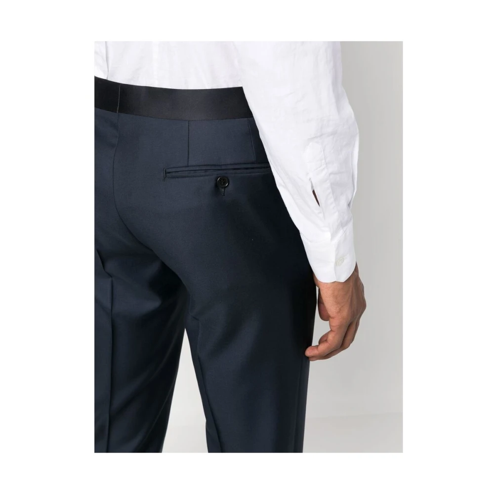 Canali Marineblauwe Wollen Broek Blue Heren
