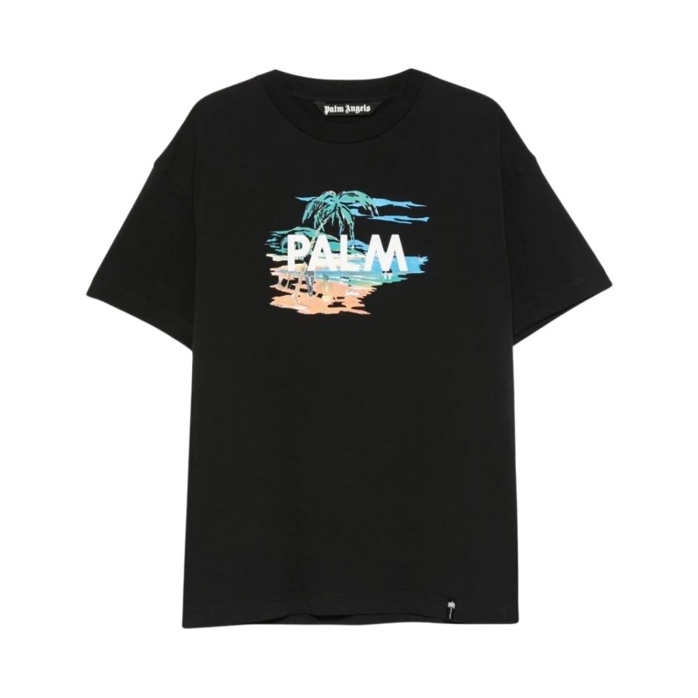 Palm Angels Black Cotton T-Shirt - L - Image 2