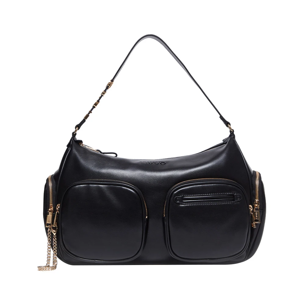 Liu Jo Zwarte Schoudertas met Gouden Details Black Dames