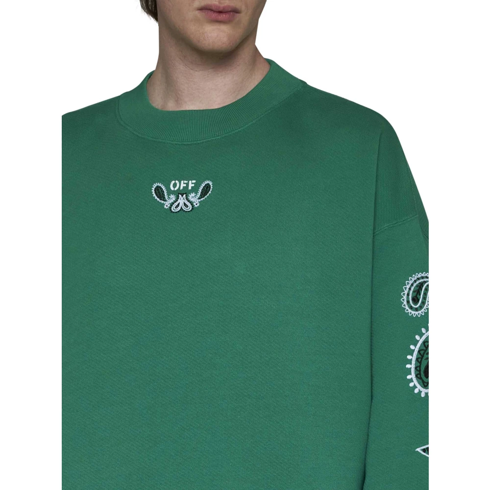 Off White Skate Crewneck Bandana Sweaters Green Heren