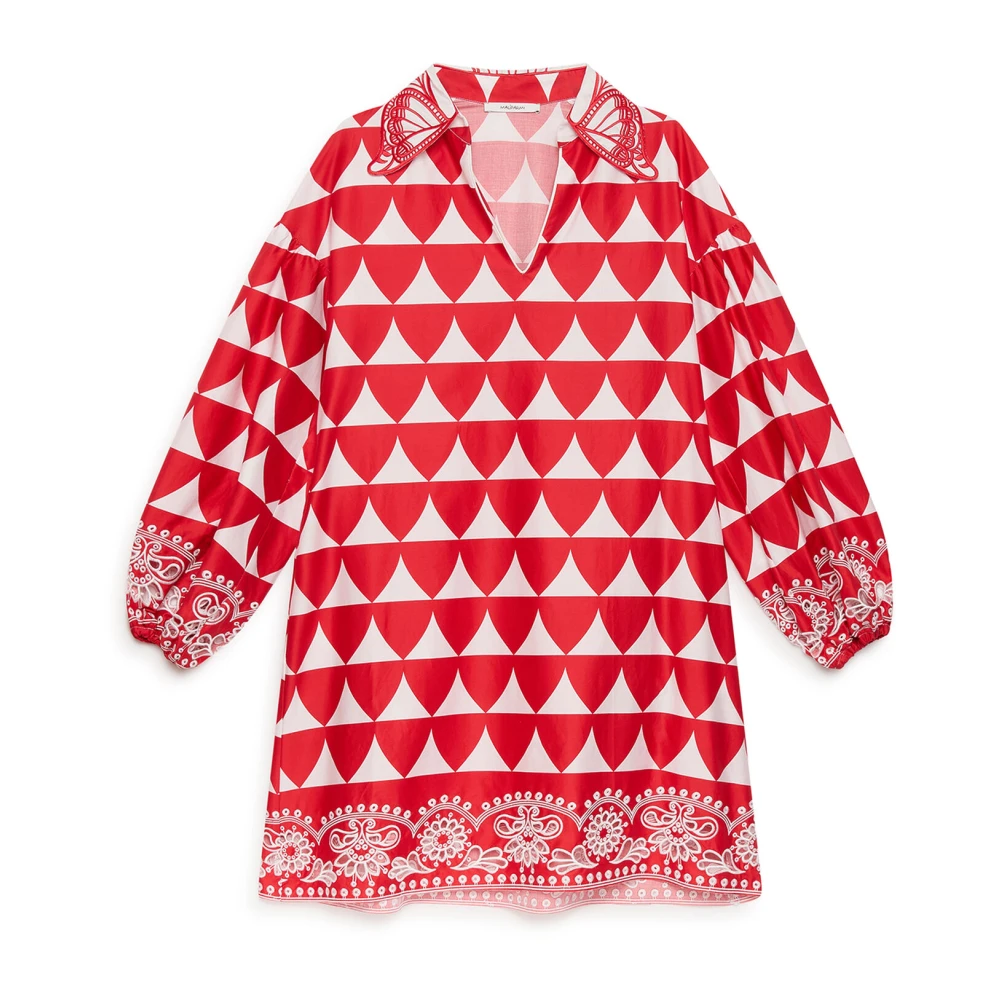 Maliparmi Women's Red Short Dresses, S, Optical Broderie Dress