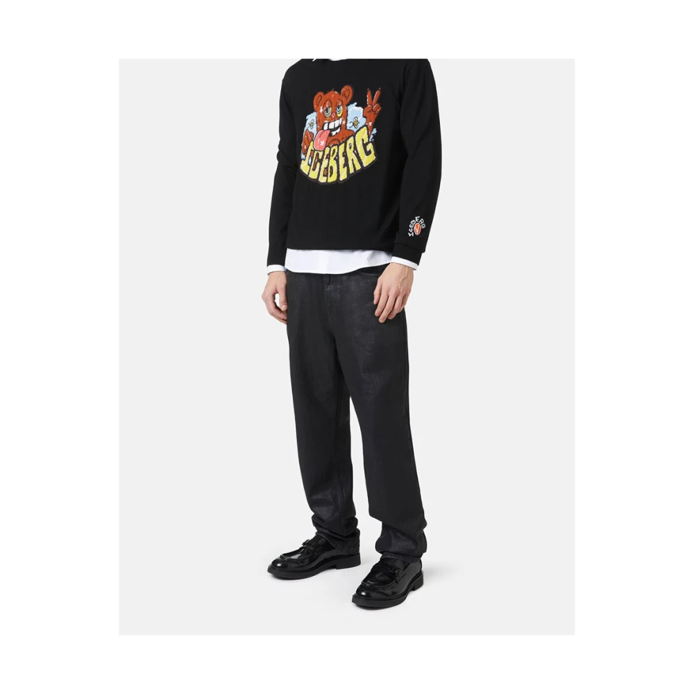 Iceberg Trui met cartoonafbeeldingen Black Heren