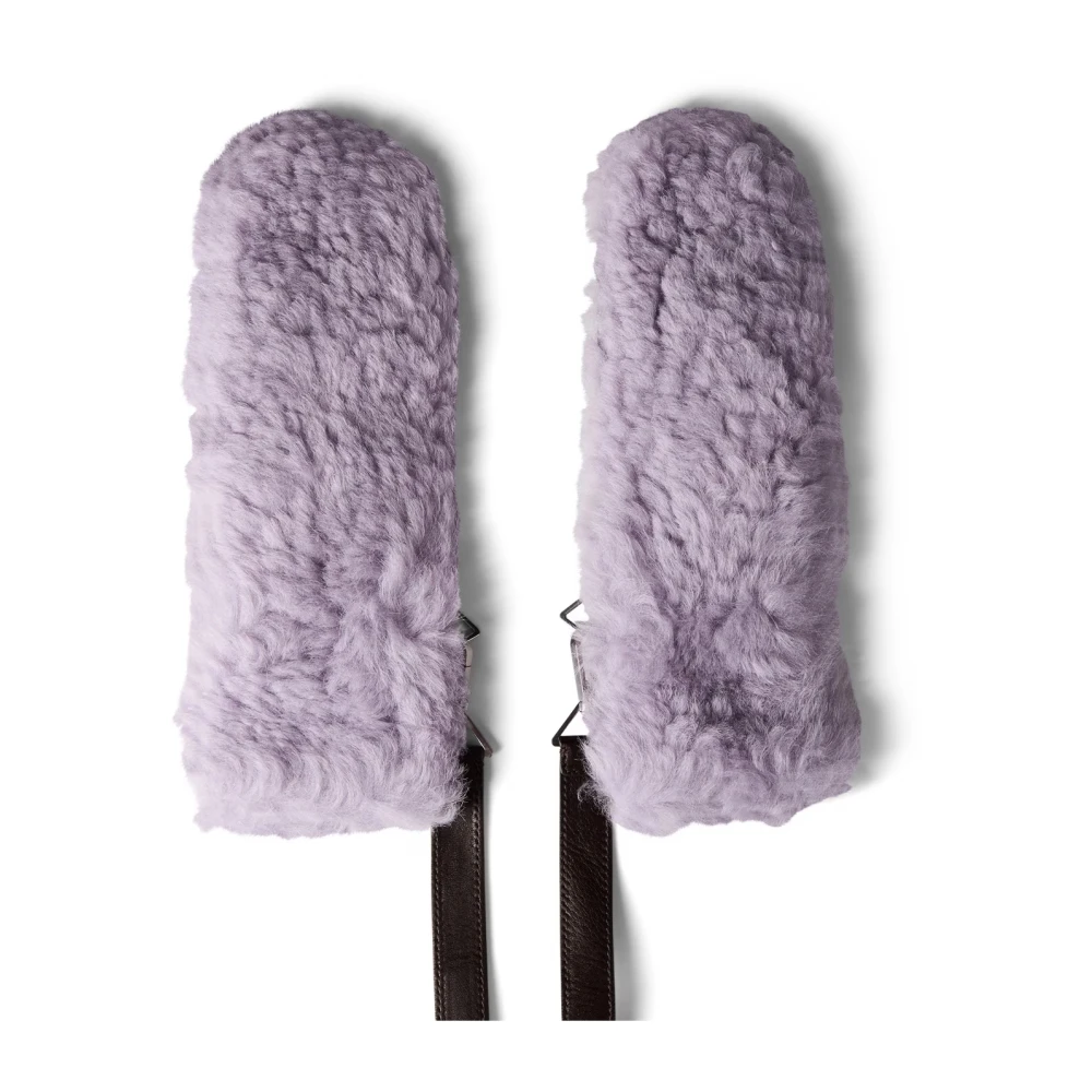 Bottega Veneta Shearling Leren Logo Handschoenen Lavendel Fondente Purple Dames