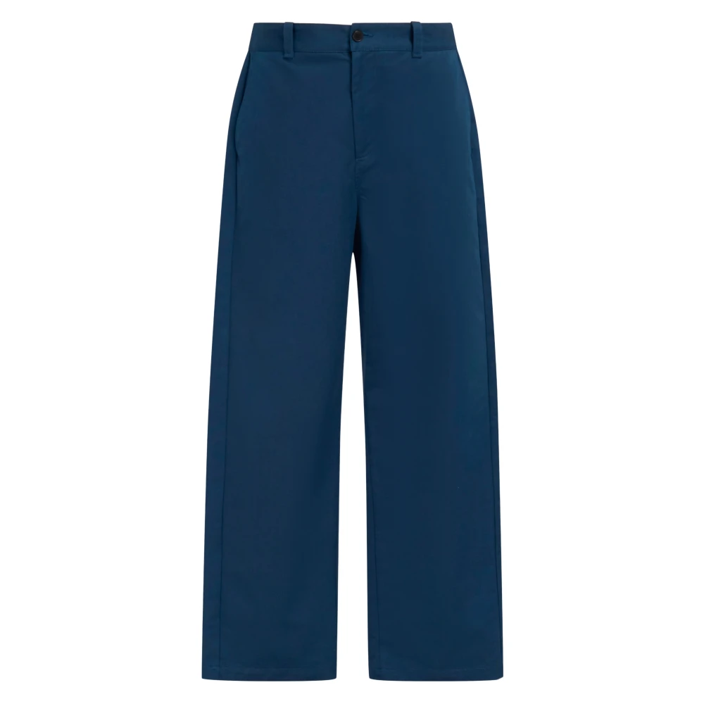 Marni gabardine broek met achterlogo taille Blue Heren