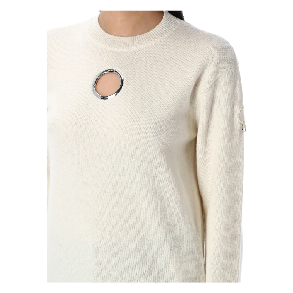 Moncler Witte Eyelet Wol Kasjmier Trui White Dames