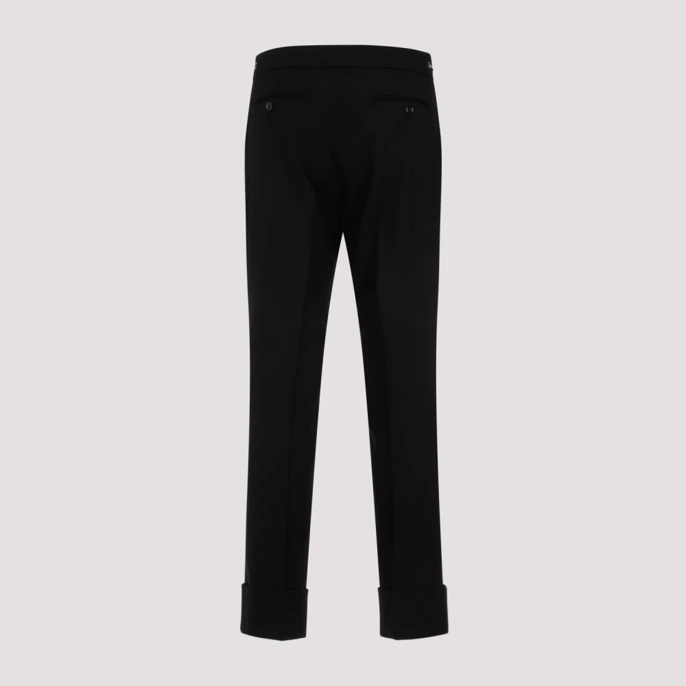 Gucci Zwarte wollen slim fit broek met Horsebit-detail Black Dames