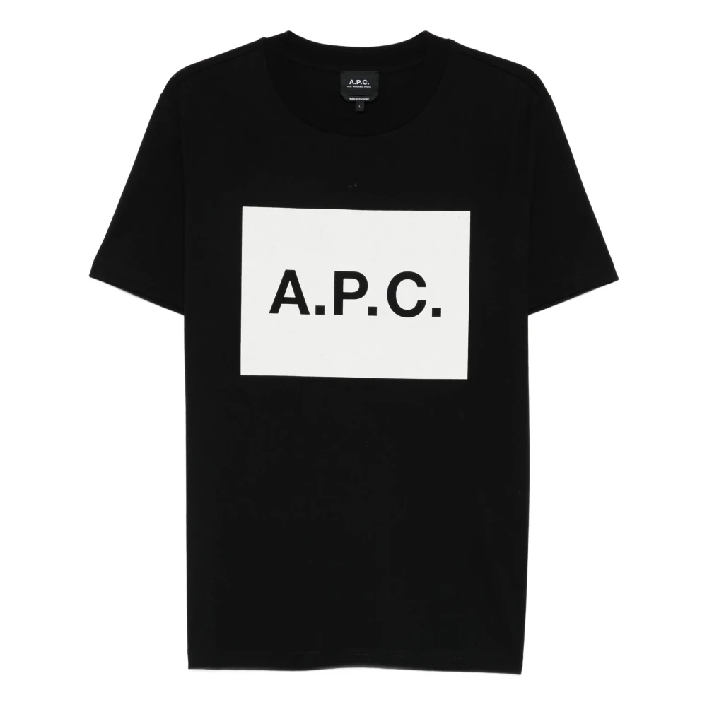 A.p.c. Herr Svart Toppar S, Bomull, T-Shirt Med Logotyp