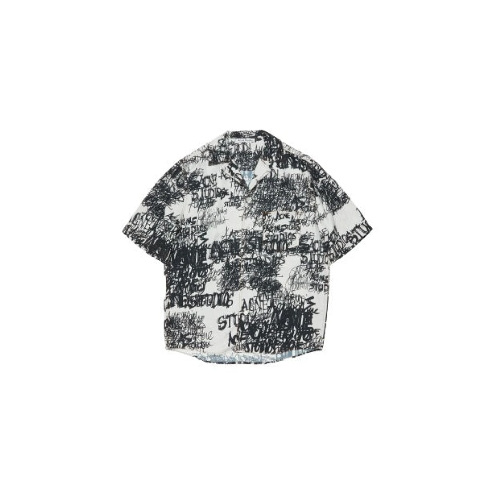 Acne Studios Seizoenslogo Print Button-Up Shirt Black Heren