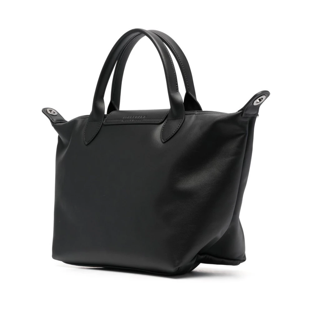 Longchamp Zwarte Koeienhuid Leren Tas met Ruthenium-tone Hardware Black Dames