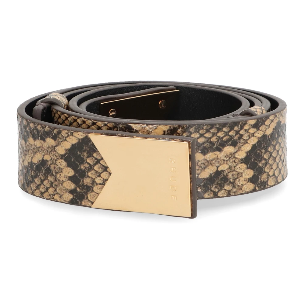 Rhude Slangenprint leren riem met goudkleurige gesp Brown Heren