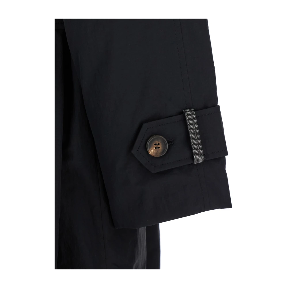 BRUNELLO CUCINELLI Zwarte jas met inkeping revers Black Dames