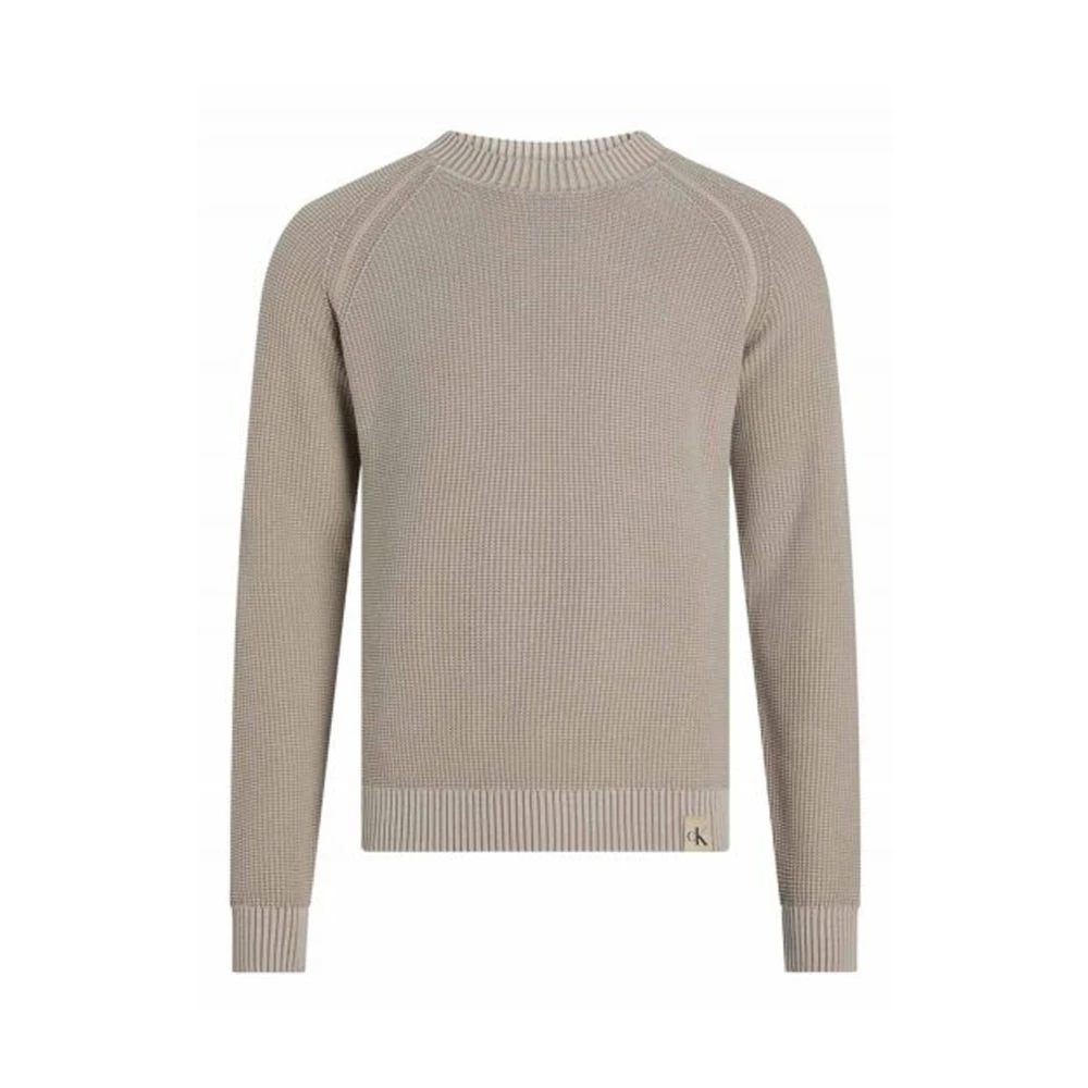 Calvin Klein Jeans Men's Beige Round-Neck Knitwear