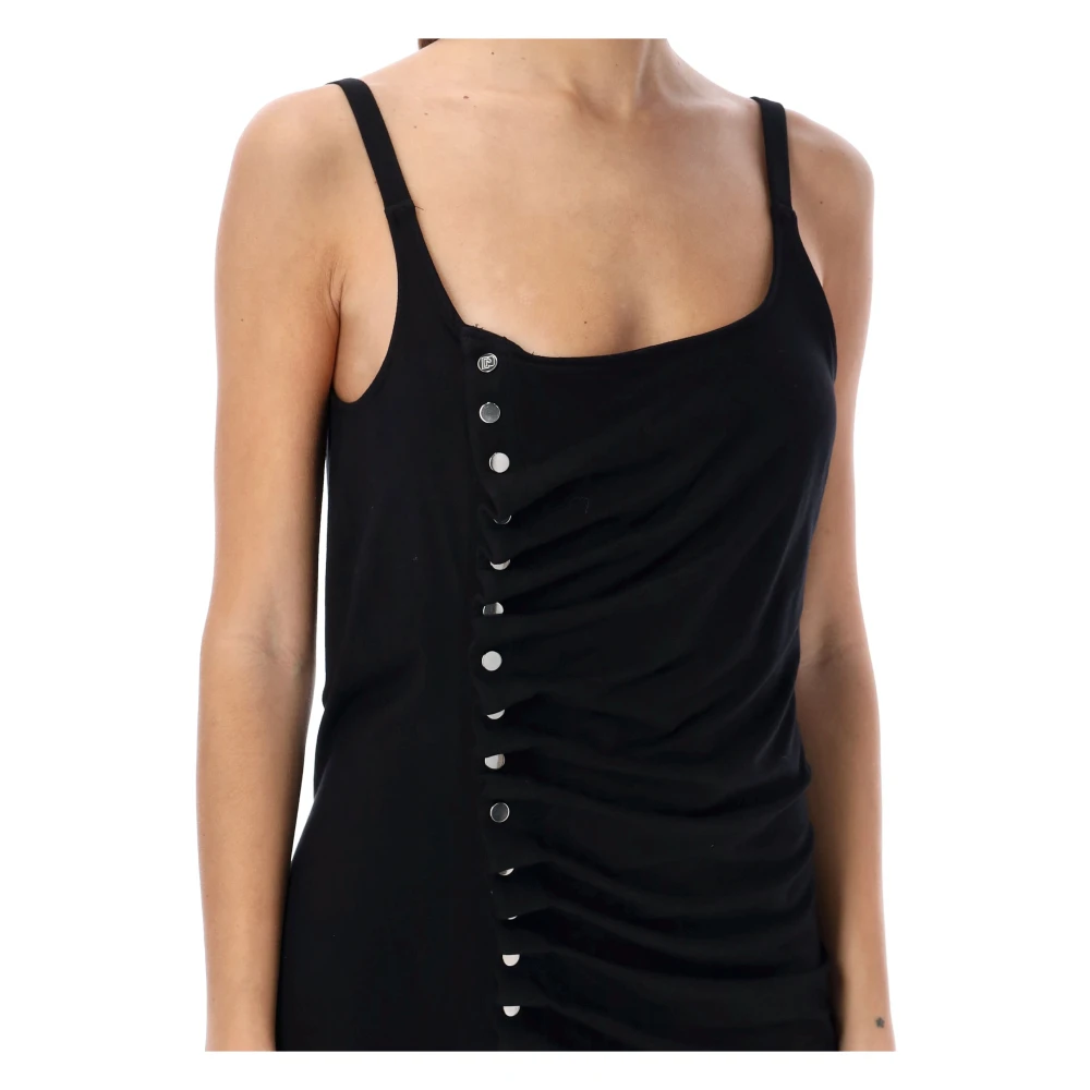 Paco Rabanne Zwarte Gedrapeerde Mini Jurk Black Dames