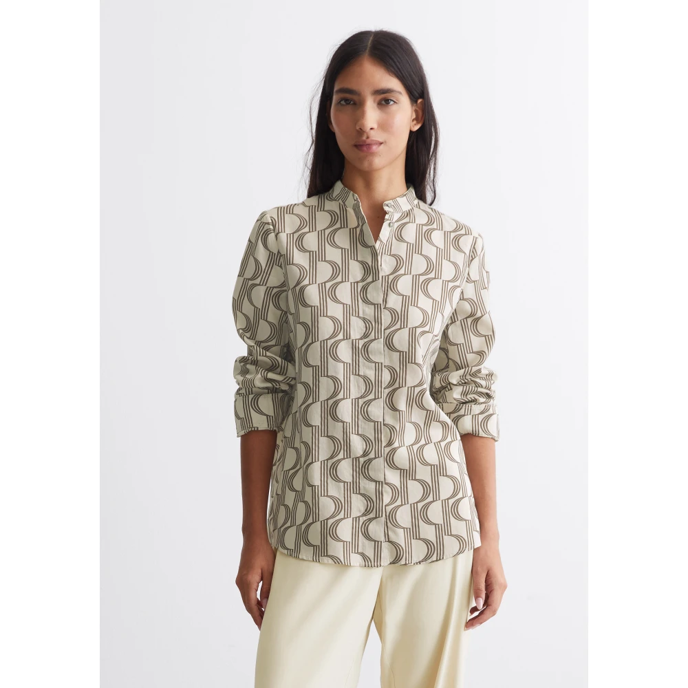 Marc O'Polo Blouse met norHeren opstaande kraag Beige Dames