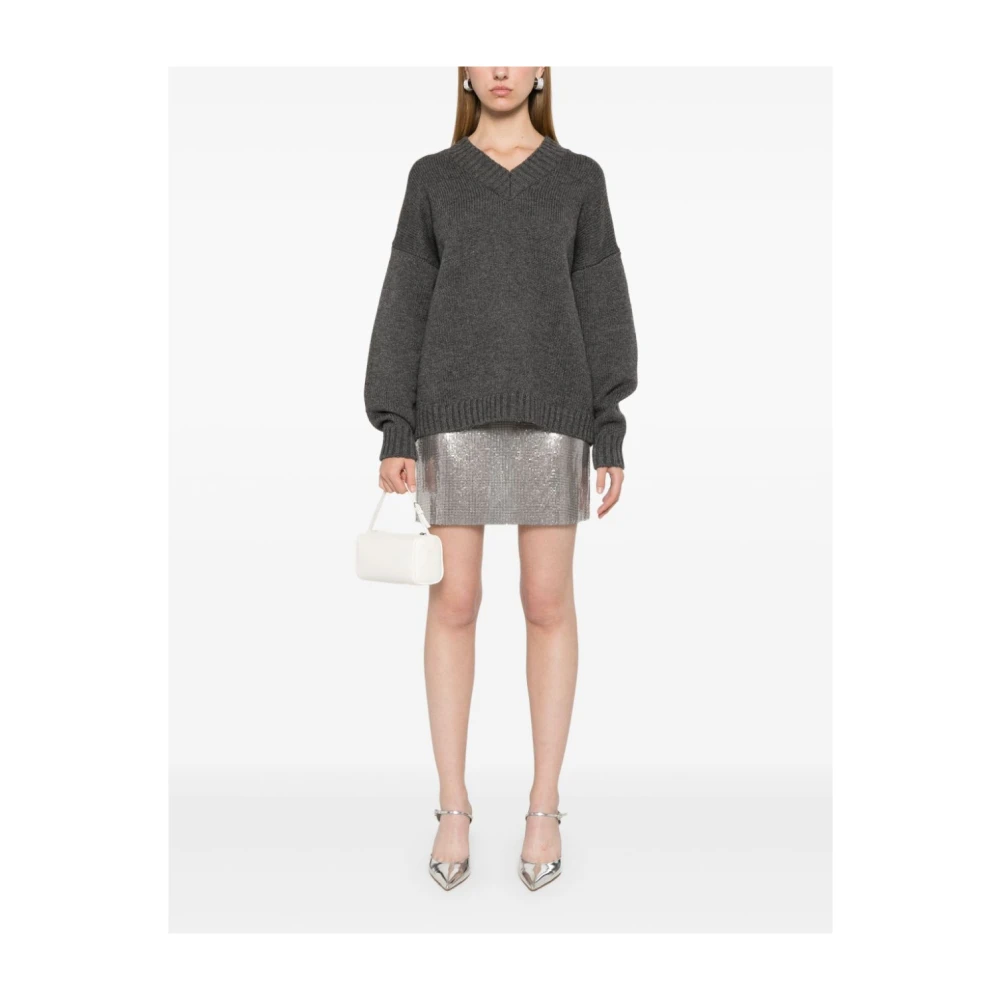 Paco Rabanne Zilver Metallic Gebreide Minirok Gray Dames