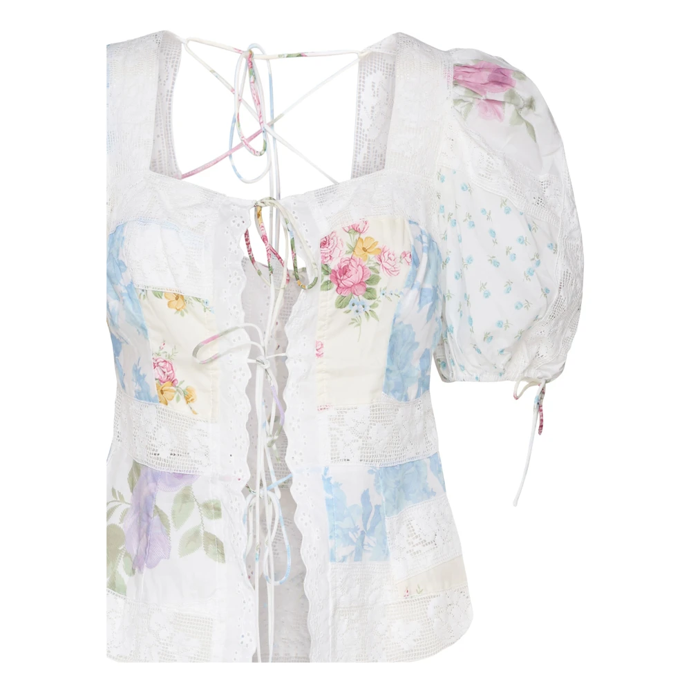 For Love & Lemons Roze Blouse met Kant en Pofmouwen Multicolor Dames