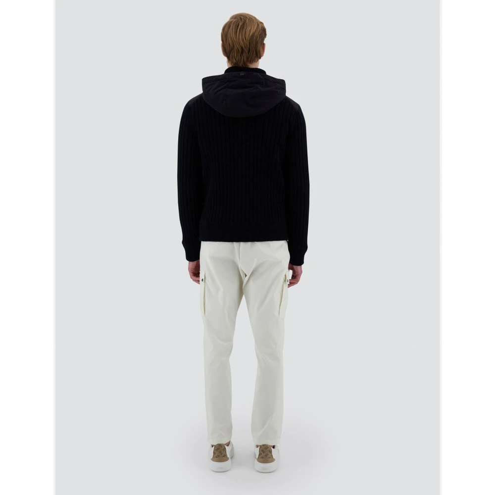 Herno Infinity Wool Rib Cardigan Light Nylon Black Heren