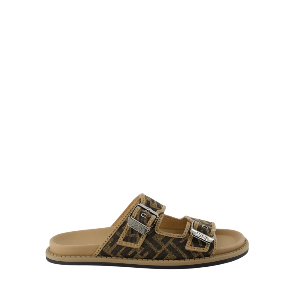 Fendi , Sliders, Male, Brown, 12 Uk, Jacquard Slip-On Sandals