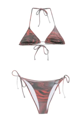 Rosmönstrat Bikini Set Vit/Grå