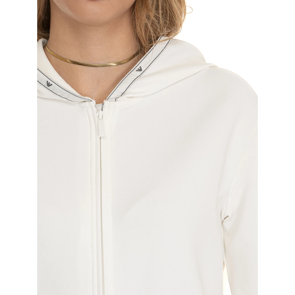 Emporio Armani Hoodie met logo en kangoeroezakken White Dames