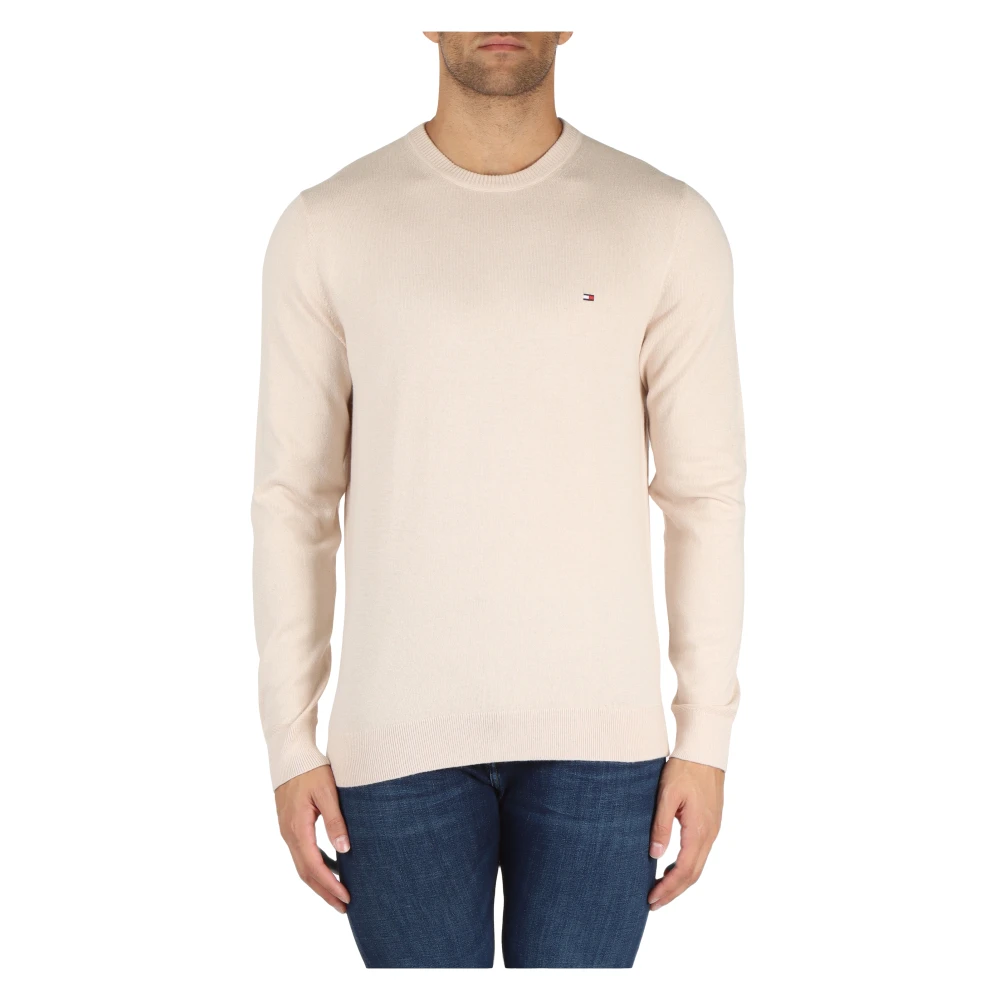 Tommy Hilfiger Katoenen en Cashmere Crewneck Sweater Beige Heren