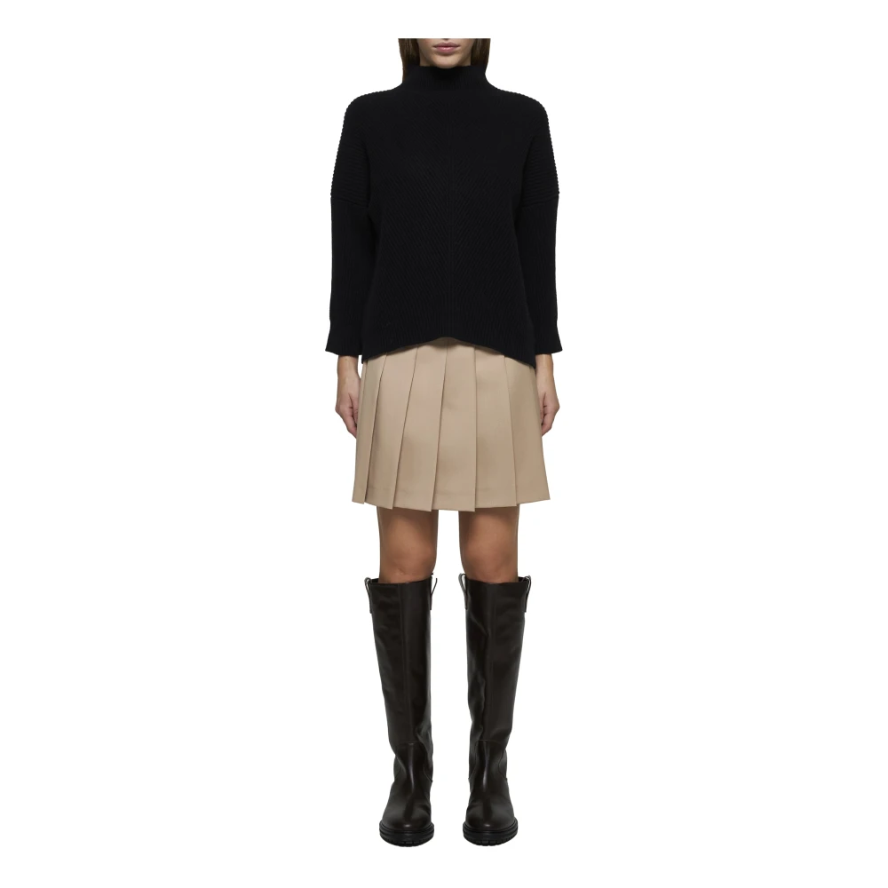 Max Mara Studio Zwarte Geribbelde Wol Kasjmier Trui Black Dames