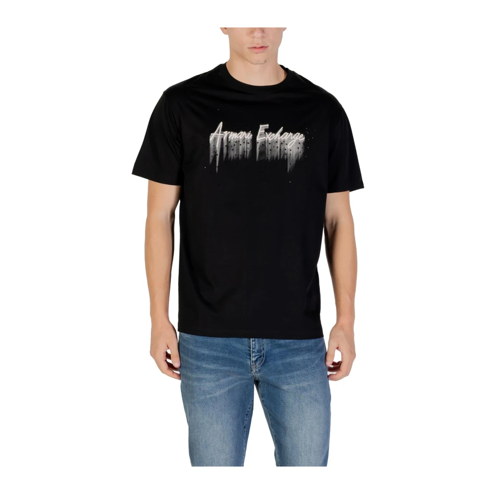 Armani Exchange Men's Black Stylish Printed T-Shirt For Extra Small
