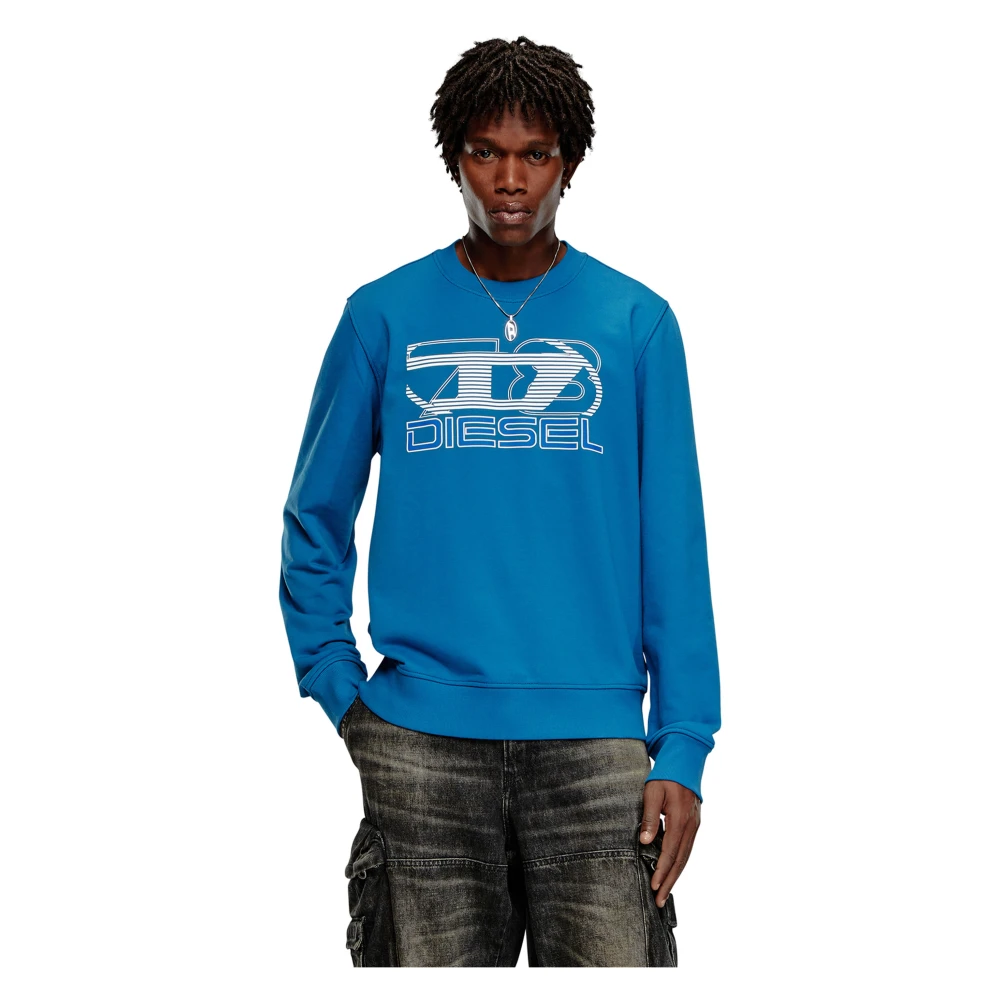 Diesel Sweatshirt with logo print Blue Heren