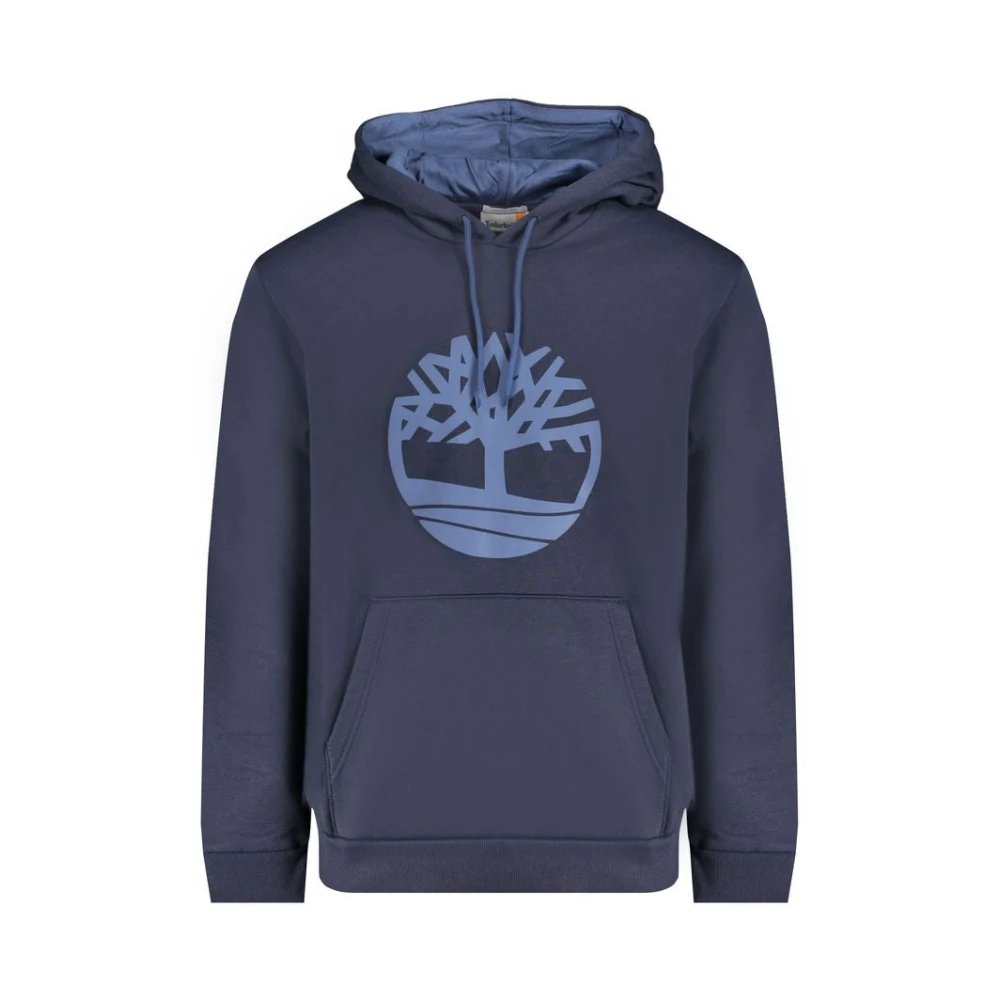Timberland Blauwe Katoenen Hoodie Sweatshirt met Logo Blue Heren