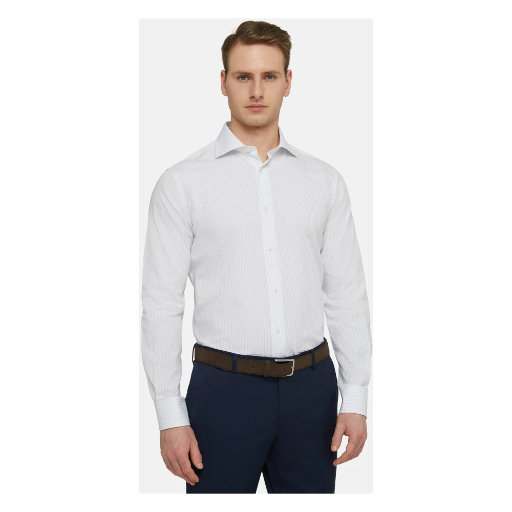Boggi Milano Overhemd met Windsor-kraag en strepen Regular Fit Blue Heren