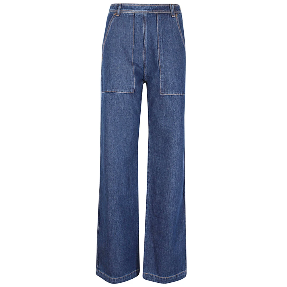Max Mara Weekend Hoge taille zachte katoenen jeans Blue Dames