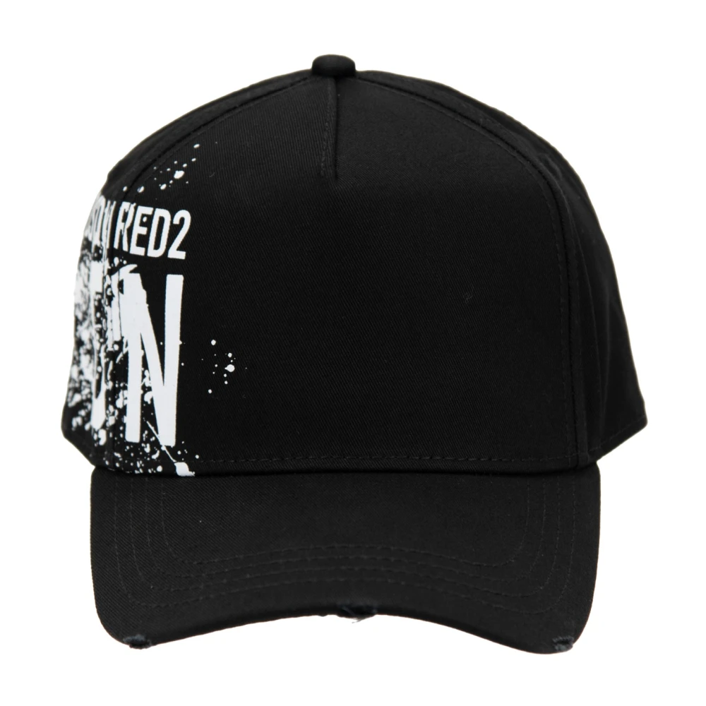 Dsquared2 Unisex Black Iconic Baseball Cap With Buckle Closure