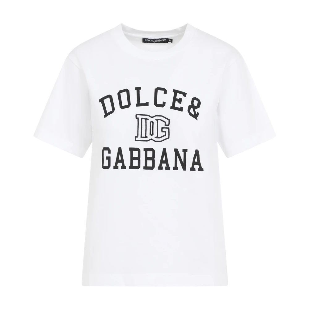 Dolce & Gabbana Logo Print Crew Neck T-shirts White Dames