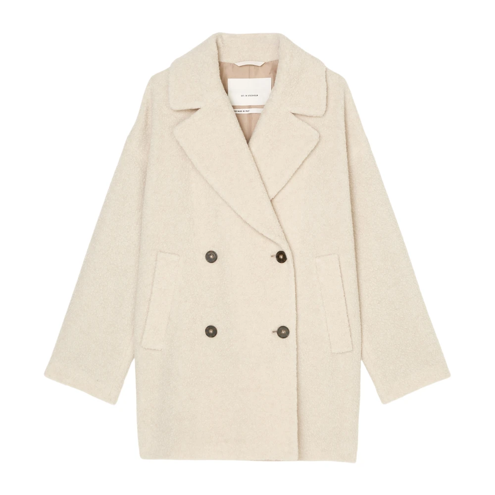 Marc O'Polo Gekrulde wollen jas relaxed Beige Dames