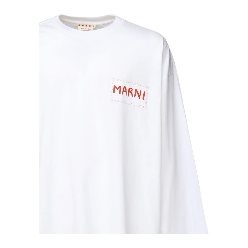 Marni Witte Longsleeve Jersey T-shirt White Heren