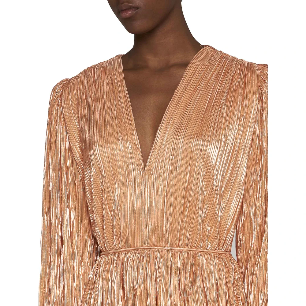 Sabina Musayev Perzik Oranje Metallic Gelaagde Jurk Orange Dames