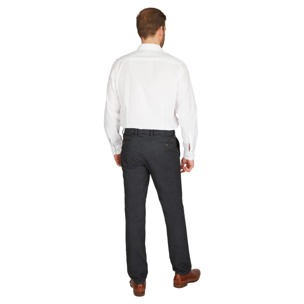 club of comfort Comfortabele platte voorkant broek met elastische tailleband en hemdstopper Blue Heren