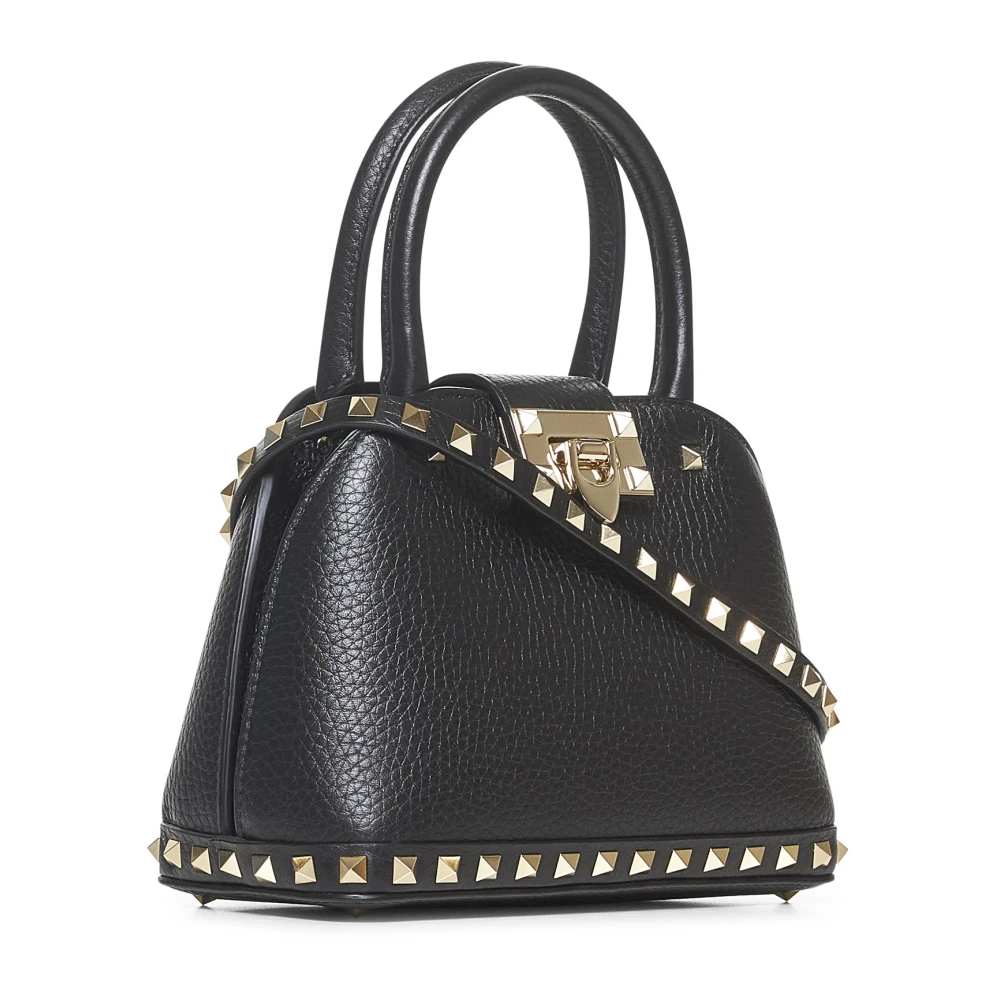 Valentino Garavani Zwarte leren schoudertas met studs Black Dames