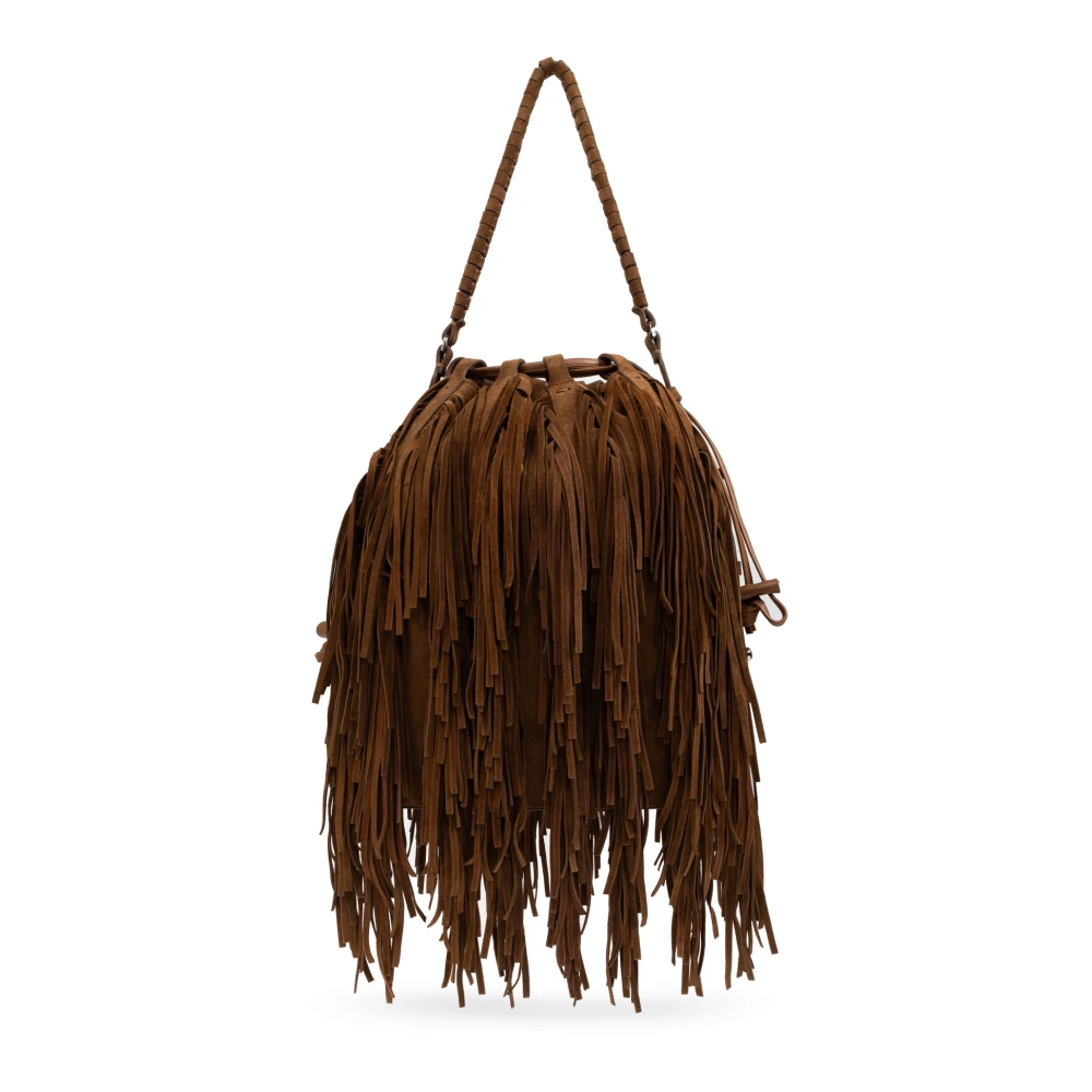 Casadei Suède emmer tas met franjes Brown Dames