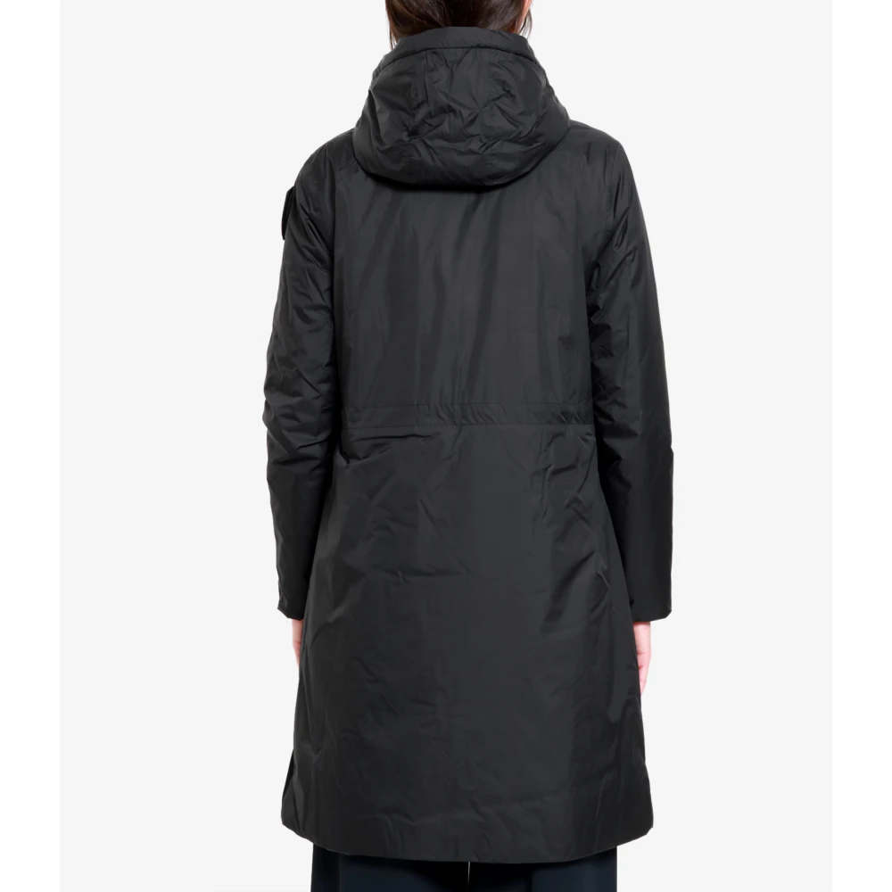 Blauer Zwarte Technische Jas met Capuchon Black Dames