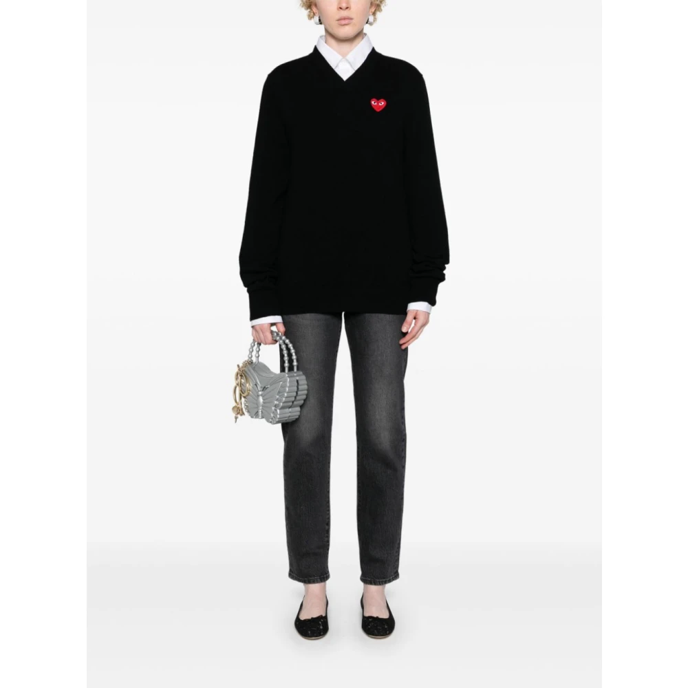 Comme des Garçons Zwarte wollen trui met hart Black Heren