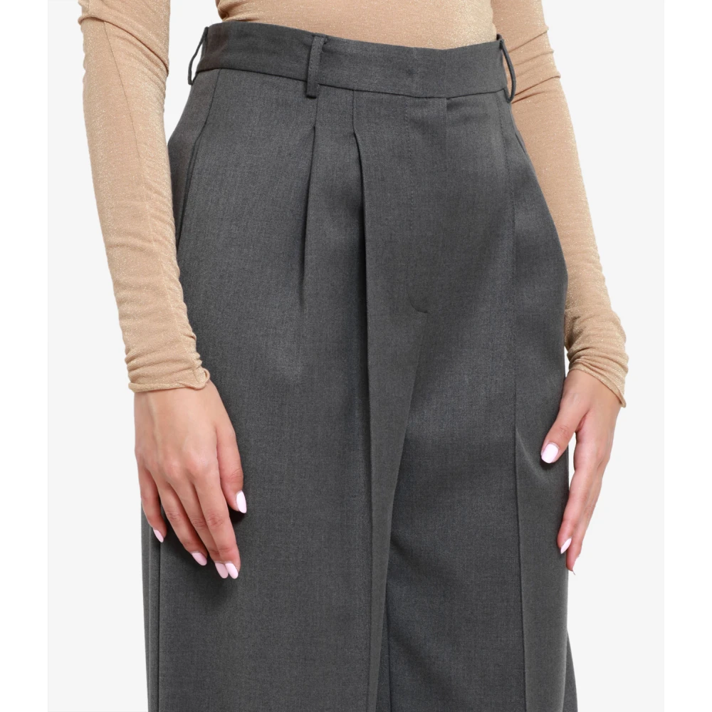 Simona Corsellini Wijde broek met hoge taille Gray Dames