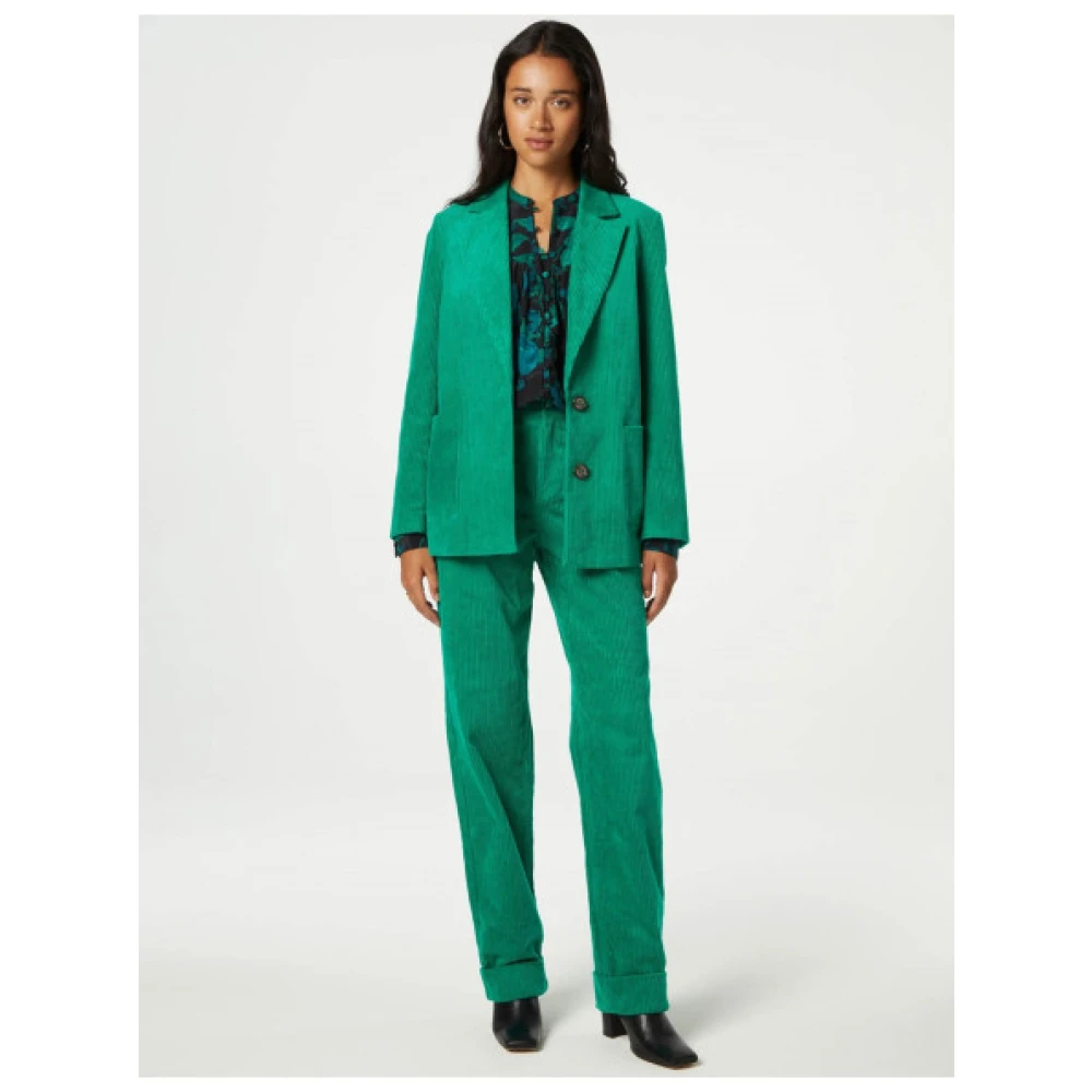 Fabienne Chapot Corduroy Rechte Broek Green Dames