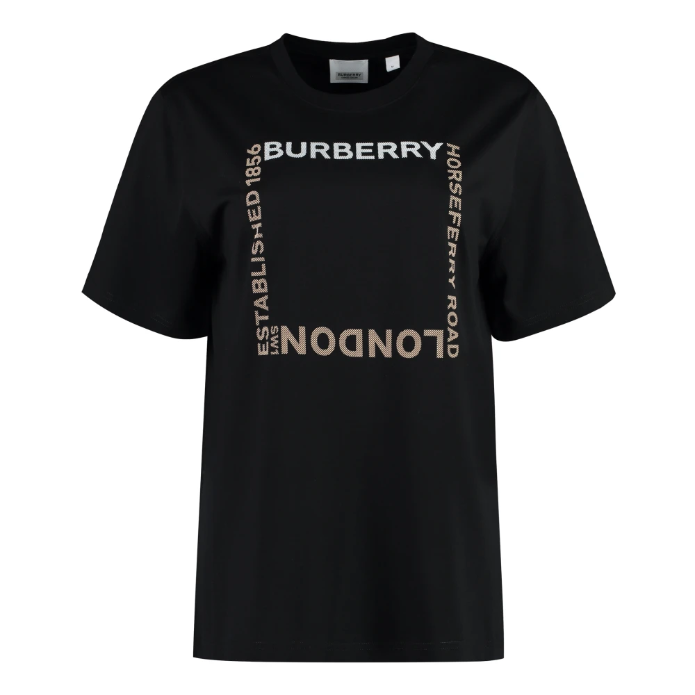 Burberry Geribbelde katoenen T-shirt Black Dames