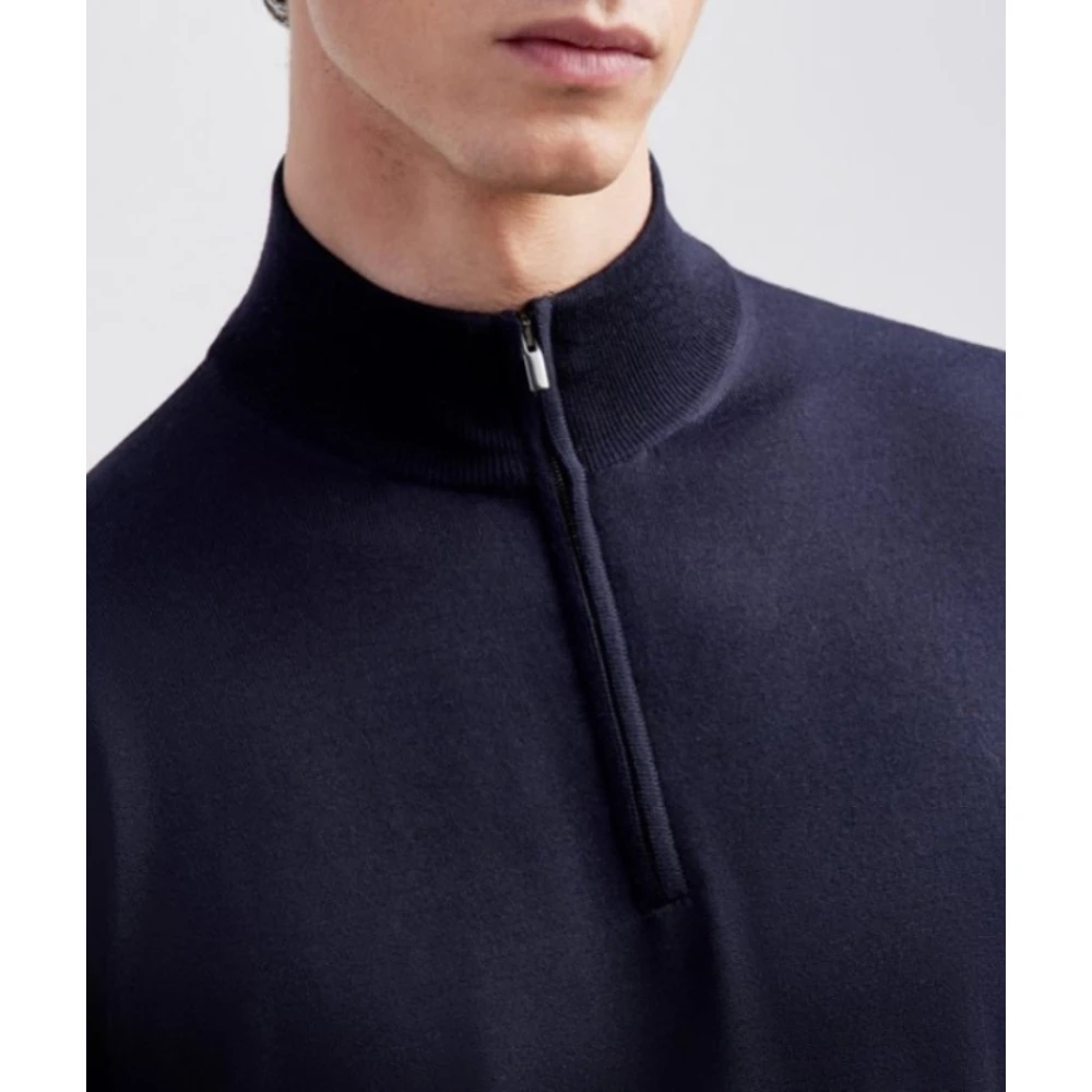 Filippo De Laurentiis Merino Wol Rits Trui Blue Heren