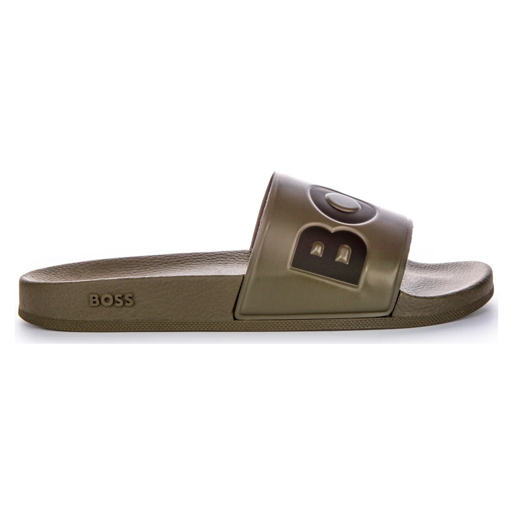 Hugo Men's Green Sliders, 9 Uk, Slide Sandals For